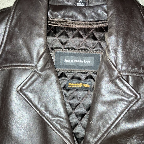 Jim and Mary Lou name of jacket, black medium men’s leather jacket like New very - Picture 2 of 4